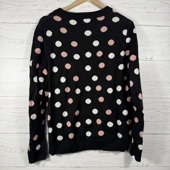 Popsugar Womens Size Large Black Polka Dot Crewneck Sweater - Picture 6 of 6